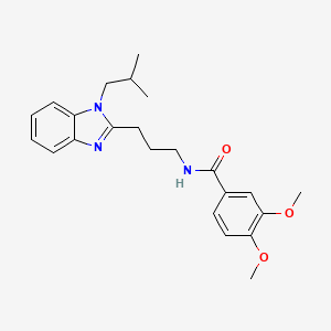 molecular formula C23H29N3O3 B2849859 3,4-dimethoxy-N-[3-[1-(2-methylpropyl)benzimidazol-2-yl]propyl]benzamide CAS No. 879922-33-5