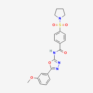 molecular formula C20H20N4O5S B2849860 N-[5-(3-methoxyphenyl)-1,3,4-oxadiazol-2-yl]-4-pyrrolidin-1-ylsulfonylbenzamide CAS No. 533869-91-9