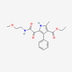 molecular formula C19H22N2O5 B2849865 ethyl 5-(2-((2-methoxyethyl)amino)-2-oxoacetyl)-2-methyl-4-phenyl-1H-pyrrole-3-carboxylate CAS No. 1001763-69-4