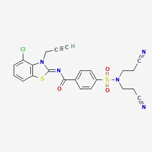 molecular formula C23H18ClN5O3S2 B2849866 4-[bis(2-cyanoethyl)sulfamoyl]-N-(4-chloro-3-prop-2-ynyl-1,3-benzothiazol-2-ylidene)benzamide CAS No. 868377-88-2