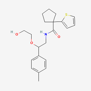 molecular formula C21H27NO3S B2849868 N-(2-(2-hydroxyethoxy)-2-(p-tolyl)ethyl)-1-(thiophen-2-yl)cyclopentanecarboxamide CAS No. 1795191-17-1