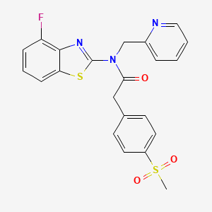 molecular formula C22H18FN3O3S2 B2849875 N-(4-氟苯并[d]噻唑-2-基)-2-(4-(甲磺基)苯基)-N-(吡啶-2-基甲基)乙酰胺 CAS No. 942008-96-0