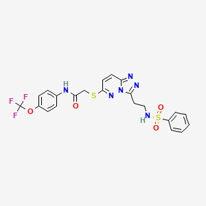 molecular formula C22H19F3N6O4S2 B2849878 2-((3-(2-(phenylsulfonamido)ethyl)-[1,2,4]triazolo[4,3-b]pyridazin-6-yl)thio)-N-(4-(trifluoromethoxy)phenyl)acetamide CAS No. 872996-78-6