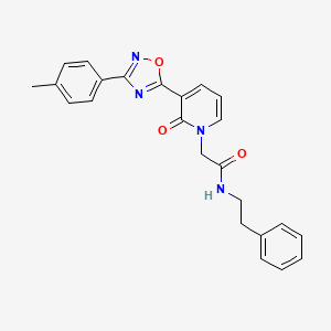 molecular formula C24H22N4O3 B2849881 2-[3-[3-(4-methylphenyl)-1,2,4-oxadiazol-5-yl]-2-oxopyridin-1(2H)-yl]-N-(2-phenylethyl)acetamide CAS No. 1261001-70-0