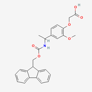 molecular formula C26H25NO6 B2849885 2-{4-[1-({[(9H-fluoren-9-yl)methoxy]carbonyl}amino)ethyl]-2-methoxyphenoxy}acetic acid CAS No. 2138514-03-9
