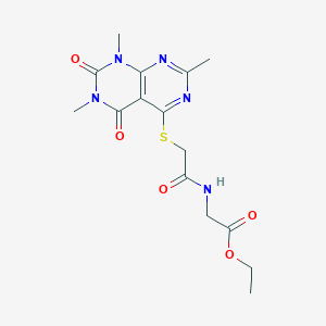 Ethyl 2-(2-((2,6,8-trimethyl-5,7-dioxo-5,6,7,8-tetrahydropyrimido[4,5-d]pyrimidin-4-yl)thio)acetamido)acetate