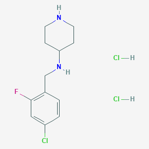 molecular formula C12H18Cl3FN2 B2849915 N-(4-Chloro-2-fluorobenzyl)piperidin-4-amine dihydrochloride CAS No. 1349708-93-5