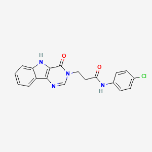 molecular formula C19H15ClN4O2 B2849917 N-(4-chlorophenyl)-3-{4-oxo-3H,4H,5H-pyrimido[5,4-b]indol-3-yl}propanamide CAS No. 1207001-18-0