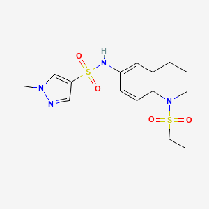 molecular formula C15H20N4O4S2 B2849927 N-(1-(ethylsulfonyl)-1,2,3,4-tetrahydroquinolin-6-yl)-1-methyl-1H-pyrazole-4-sulfonamide CAS No. 1448079-29-5
