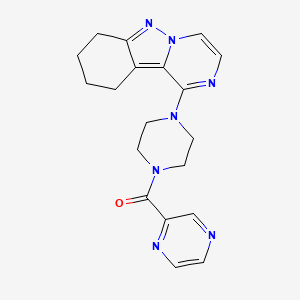 molecular formula C19H21N7O B2849930 1-[4-(Pyrazin-2-ylcarbonyl)piperazin-1-yl]-7,8,9,10-tetrahydropyrazino[1,2-b]indazole CAS No. 2034597-87-8