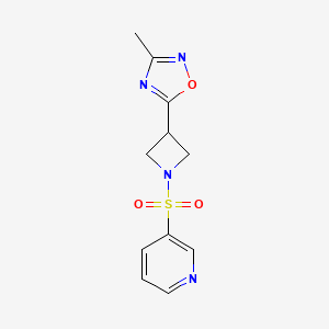 molecular formula C11H12N4O3S B2849931 3-Methyl-5-(1-(pyridin-3-ylsulfonyl)azetidin-3-yl)-1,2,4-oxadiazole CAS No. 1327528-43-7