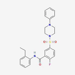 molecular formula C25H26FN3O3S B2849934 N-(2-ethylphenyl)-2-fluoro-5-((4-phenylpiperazin-1-yl)sulfonyl)benzamide CAS No. 451481-76-8