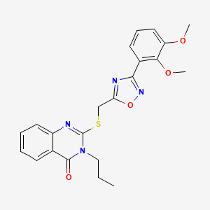 molecular formula C22H22N4O4S B2849935 2-(((3-(2,3-dimethoxyphenyl)-1,2,4-oxadiazol-5-yl)methyl)thio)-3-propylquinazolin-4(3H)-one CAS No. 1793857-90-5
