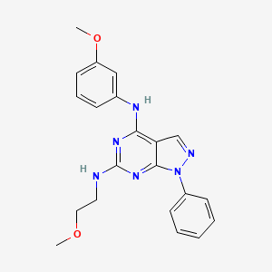 molecular formula C21H22N6O2 B2849936 N6-(2-methoxyethyl)-N4-(3-methoxyphenyl)-1-phenyl-1H-pyrazolo[3,4-d]pyrimidine-4,6-diamine CAS No. 955337-96-9