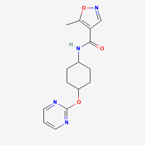 molecular formula C15H18N4O3 B2849939 5-methyl-N-((1r,4r)-4-(pyrimidin-2-yloxy)cyclohexyl)isoxazole-4-carboxamide CAS No. 2034445-06-0