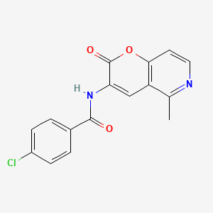 molecular formula C16H11ClN2O3 B2849940 4-chloro-N-(5-methyl-2-oxo-2H-pyrano[3,2-c]pyridin-3-yl)benzenecarboxamide CAS No. 341966-08-3