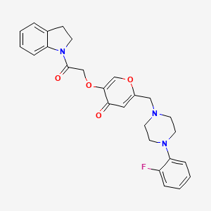 molecular formula C26H26FN3O4 B2849957 2-((4-(2-fluorophenyl)piperazin-1-yl)methyl)-5-(2-(indolin-1-yl)-2-oxoethoxy)-4H-pyran-4-one CAS No. 898440-42-1