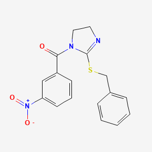 molecular formula C17H15N3O3S B2849961 (2-(benzylthio)-4,5-dihydro-1H-imidazol-1-yl)(3-nitrophenyl)methanone CAS No. 851864-10-3