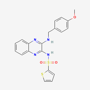 molecular formula C20H18N4O3S2 B2849970 N-[3-[(4-methoxyphenyl)methylamino]quinoxalin-2-yl]thiophene-2-sulfonamide CAS No. 716334-39-3