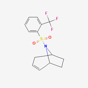 molecular formula C14H14F3NO2S B2849974 (1R,5S)-8-((2-(trifluoromethyl)phenyl)sulfonyl)-8-azabicyclo[3.2.1]oct-2-ene CAS No. 1705345-70-5