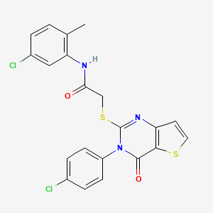 molecular formula C21H15Cl2N3O2S2 B2849983 N-(5-chloro-2-methylphenyl)-2-{[3-(4-chlorophenyl)-4-oxo-3,4-dihydrothieno[3,2-d]pyrimidin-2-yl]sulfanyl}acetamide CAS No. 1260930-16-2