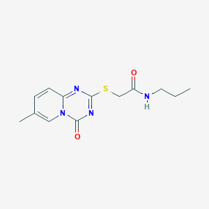 molecular formula C13H16N4O2S B2850002 2-(7-methyl-4-oxopyrido[1,2-a][1,3,5]triazin-2-yl)sulfanyl-N-propylacetamide CAS No. 896325-05-6
