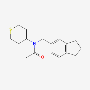 molecular formula C18H23NOS B2850005 N-(2,3-Dihydro-1H-inden-5-ylmethyl)-N-(thian-4-yl)prop-2-enamide CAS No. 2411278-19-6