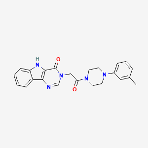 molecular formula C23H23N5O2 B2850006 3-(2-oxo-2-(4-(m-tolyl)piperazin-1-yl)ethyl)-3H-pyrimido[5,4-b]indol-4(5H)-one CAS No. 1189928-11-7