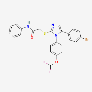 molecular formula C24H18BrF2N3O2S B2850009 2-((5-(4-bromophenyl)-1-(4-(difluoromethoxy)phenyl)-1H-imidazol-2-yl)thio)-N-phenylacetamide CAS No. 1226451-54-2