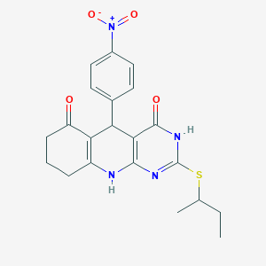2-(butan-2-ylsulfanyl)-5-(4-nitrophenyl)-5,8,9,10-tetrahydropyrimido[4,5-b]quinoline-4,6(3H,7H)-dione