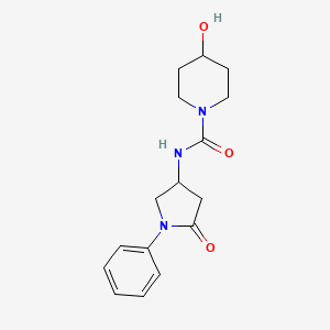 molecular formula C16H21N3O3 B2850016 4-hydroxy-N-(5-oxo-1-phenylpyrrolidin-3-yl)piperidine-1-carboxamide CAS No. 887465-00-1