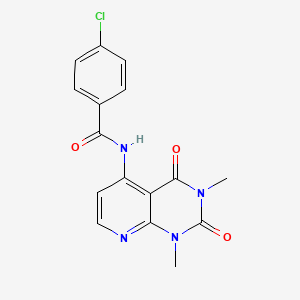 molecular formula C16H13ClN4O3 B2850020 4-氯-N-(1,3-二甲基-2,4-二氧代-1,2,3,4-四氢吡啶[2,3-d]嘧啶-5-基)苯甲酰胺 CAS No. 941990-72-3