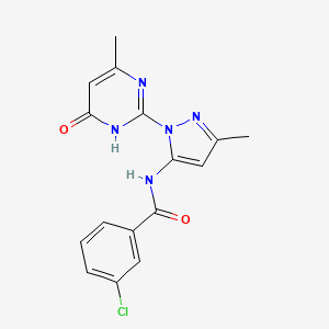 B2850021 3-chloro-N-(3-methyl-1-(4-methyl-6-oxo-1,6-dihydropyrimidin-2-yl)-1H-pyrazol-5-yl)benzamide CAS No. 1019099-51-4