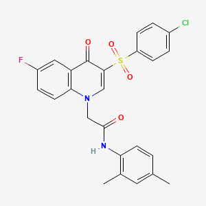 2-[3-(4-chlorophenyl)sulfonyl-6-fluoro-4-oxoquinolin-1-yl]-N-(2,4-dimethylphenyl)acetamide