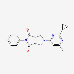 molecular formula C20H20N4O2 B2850023 2-(2-Cyclopropyl-6-methylpyrimidin-4-yl)-5-phenyl-1,3,3a,6a-tetrahydropyrrolo[3,4-c]pyrrole-4,6-dione CAS No. 2415455-08-0