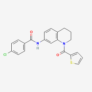 molecular formula C21H17ClN2O2S B2850025 4-chloro-N-[1-(thiophene-2-carbonyl)-3,4-dihydro-2H-quinolin-7-yl]benzamide CAS No. 946266-22-4