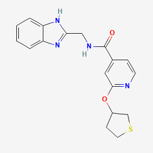 molecular formula C18H18N4O2S B2850038 N-((1H-benzo[d]imidazol-2-yl)methyl)-2-((tetrahydrothiophen-3-yl)oxy)isonicotinamide CAS No. 2034432-87-4
