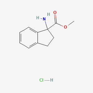 molecular formula C11H14ClNO2 B2850040 1-Amino-1-indancarboxylic acid methyl ester HCl CAS No. 111140-84-2