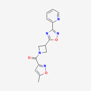 molecular formula C15H13N5O3 B2850046 (5-Methylisoxazol-3-yl)(3-(3-(pyridin-2-yl)-1,2,4-oxadiazol-5-yl)azetidin-1-yl)methanone CAS No. 1251685-78-5