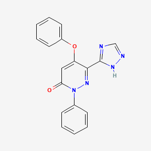 molecular formula C18H13N5O2 B2850048 5-phenoxy-2-phenyl-6-(1H-1,2,4-triazol-3-yl)-3(2H)-pyridazinone CAS No. 338405-34-8
