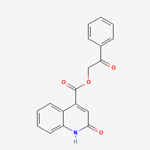 molecular formula C18H13NO4 B2850054 2-Oxo-2-phenylethyl 2-hydroxyquinoline-4-carboxylate CAS No. 312272-35-8