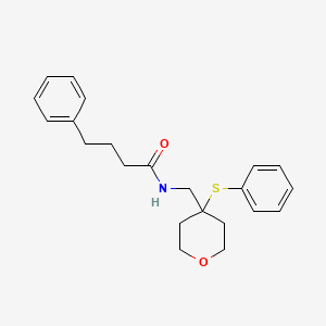 molecular formula C22H27NO2S B2850062 4-phenyl-N-((4-(phenylthio)tetrahydro-2H-pyran-4-yl)methyl)butanamide CAS No. 1797258-71-9