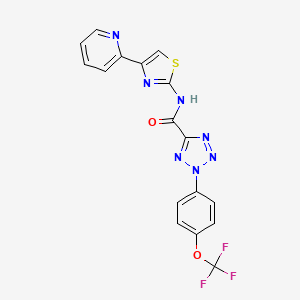molecular formula C17H10F3N7O2S B2850067 N-(4-(pyridin-2-yl)thiazol-2-yl)-2-(4-(trifluoromethoxy)phenyl)-2H-tetrazole-5-carboxamide CAS No. 1396799-35-1