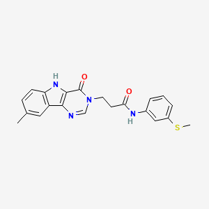 molecular formula C21H20N4O2S B2850070 3-(8-methyl-4-oxo-4,5-dihydro-3H-pyrimido[5,4-b]indol-3-yl)-N-(3-(methylthio)phenyl)propanamide CAS No. 1189958-30-2