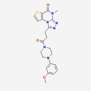 molecular formula C22H24N6O3S B2850076 1-(3-(4-(3-methoxyphenyl)piperazin-1-yl)-3-oxopropyl)-4-methylthieno[2,3-e][1,2,4]triazolo[4,3-a]pyrimidin-5(4H)-one CAS No. 1190021-97-6