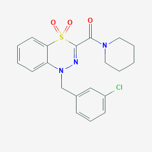 molecular formula C20H20ClN3O3S B2850079 1-(3-chlorobenzyl)-3-(piperidinocarbonyl)-4lambda~6~,1,2-benzothiadiazine-4,4(1H)-dione CAS No. 1251556-21-4
