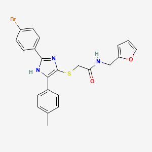 molecular formula C23H20BrN3O2S B2850095 2-{[2-(4-bromophenyl)-5-(4-methylphenyl)-1H-imidazol-4-yl]thio}-N-(2-furylmethyl)acetamide CAS No. 901234-07-9