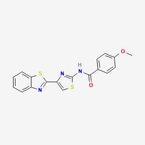 molecular formula C18H13N3O2S2 B2850116 N-[4-(1,3-benzothiazol-2-yl)-1,3-thiazol-2-yl]-4-methoxybenzamide CAS No. 477326-97-9
