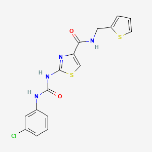 molecular formula C16H13ClN4O2S2 B2850117 2-(3-(3-chlorophenyl)ureido)-N-(thiophen-2-ylmethyl)thiazole-4-carboxamide CAS No. 955759-25-8