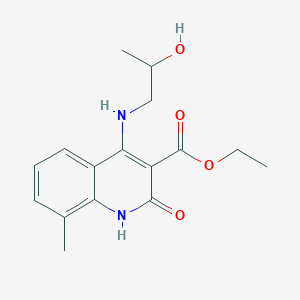 molecular formula C16H20N2O4 B2850127 Ethyl 4-((2-hydroxypropyl)amino)-8-methyl-2-oxo-1,2-dihydroquinoline-3-carboxylate CAS No. 1251705-54-0